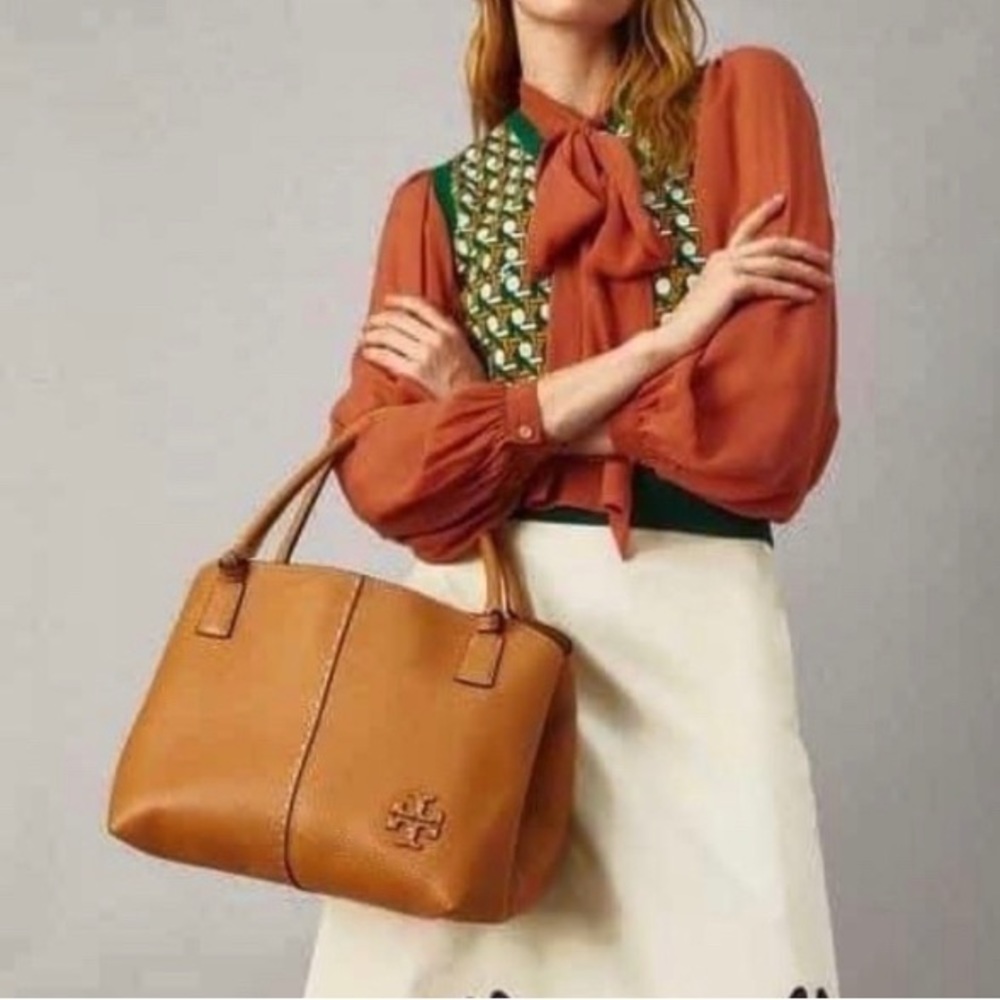 SOLD⛔️Authentic TORY BURCH pebbled leather Satchel/Crosby 2 compartments - Picture 2 of 16
